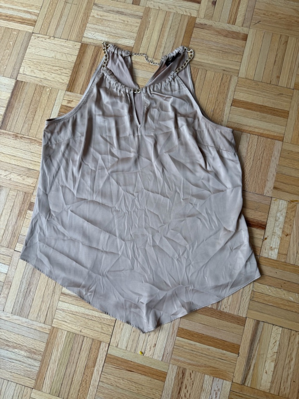 Thalia Sodi Taupe Chain-Trim Sleeveless Top Size L